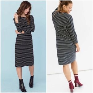 Striped Black and White Midi Dress